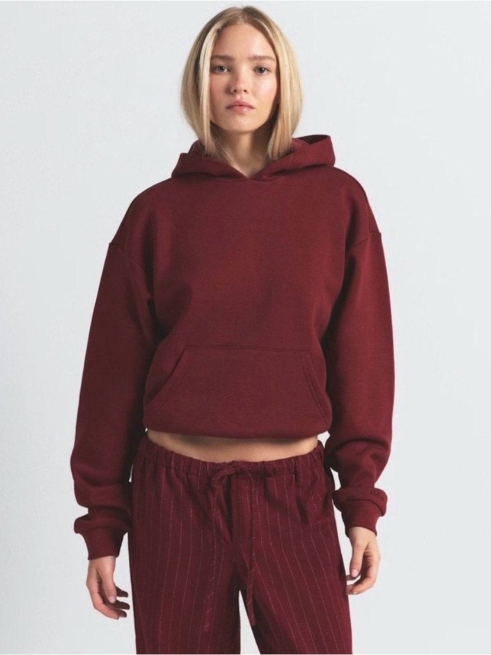 NWT SKIMS Cotton Fleece Classic Pullover Hoodie -  S available in Merlot